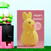Easter Bunny Rabbit and Pink Bubble Gum Cute カード
