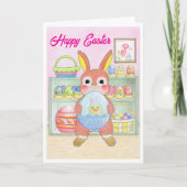 Easter Bunny Rabbit Eggs Kids Folded Card カード (正面)