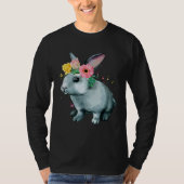 Easter Bunny Rabbit Happy Flower Graphic Tシャツ (正面)