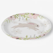 Easter Bunny Rabbit Pink Flowers ペーパープレート (アングル)