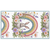Easter Bunny Rainbow Art Spring Wildflowers Meadow テーブルクロス (正面(横))
