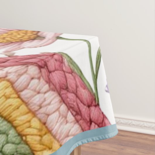 Easter Bunny Rainbow Art Spring Wildflowers Meadow テーブルクロス (インサイチュ)