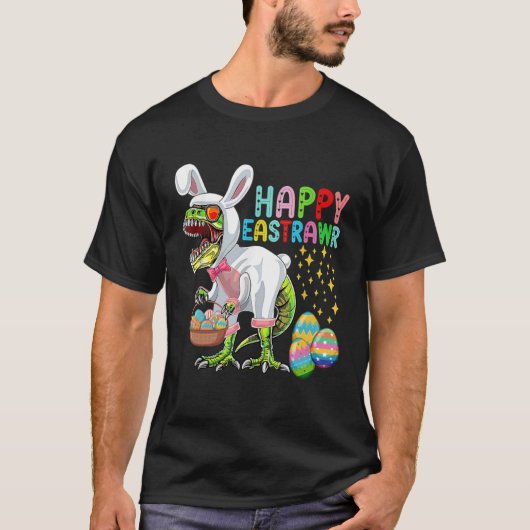Easter Bunny Rex Dinosaur Egg  2023 Happy EastRAWR Tシャツ (正面)