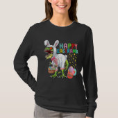 Easter Bunny Rex Dinosaur Egg 2023 Happy EastRAWR Tシャツ (正面)