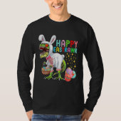 Easter Bunny Rex Dinosaur Egg 2023 Happy EastRAWR Tシャツ (正面)