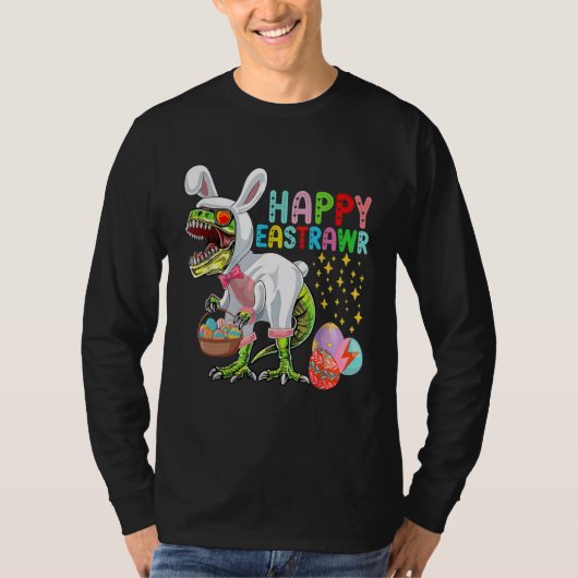 Easter Bunny Rex Dinosaur Egg  2023 Happy EastRAWR Tシャツ (正面)
