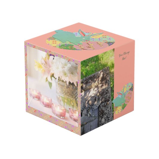 Easter Bunny Rose Eggs Photo Cube フォトキューブ (正面アングル)