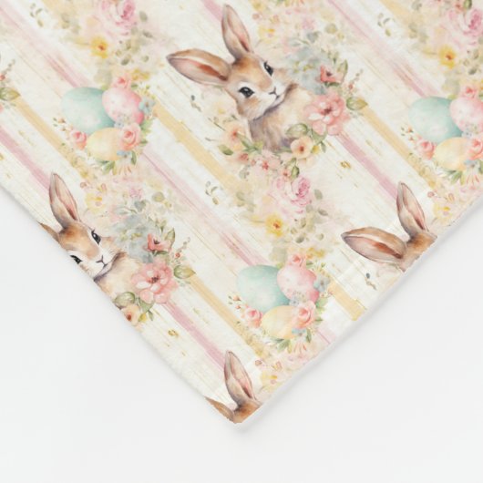 Easter Bunny Seamless Fabric – Pastel Cute Rabbit  フリースブランケット (角)