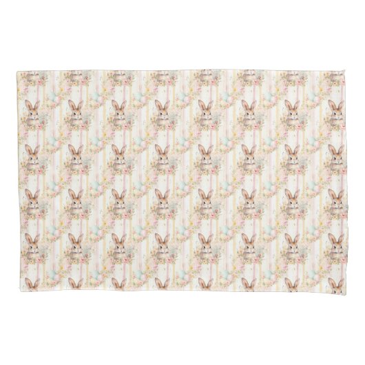 Easter Bunny Seamless Fabric – Pastel Cute Rabbit 枕カバー (正面)