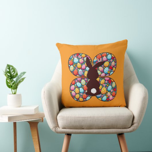 Easter Bunny Silhouette – Colorful Egg - almofada クッション (椅子)