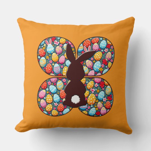 Easter Bunny Silhouette – Colorful Egg - almofada クッション (正面)