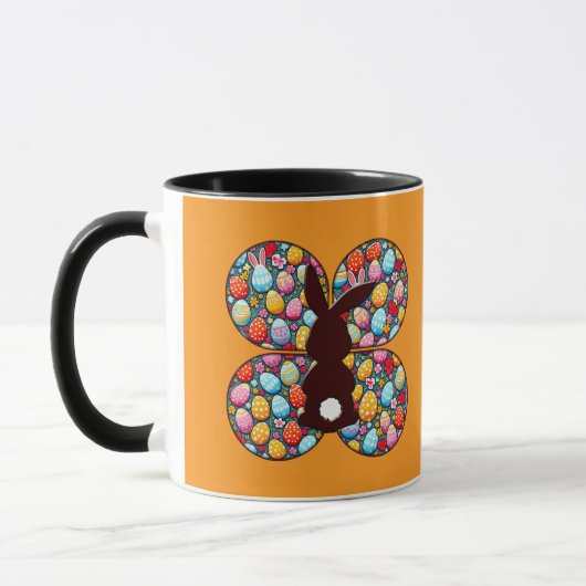 Easter Bunny Silhouette – Colorful Egg - caneca マグカップ (左)