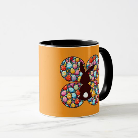 Easter Bunny Silhouette – Colorful Egg - caneca マグカップ (正面右)
