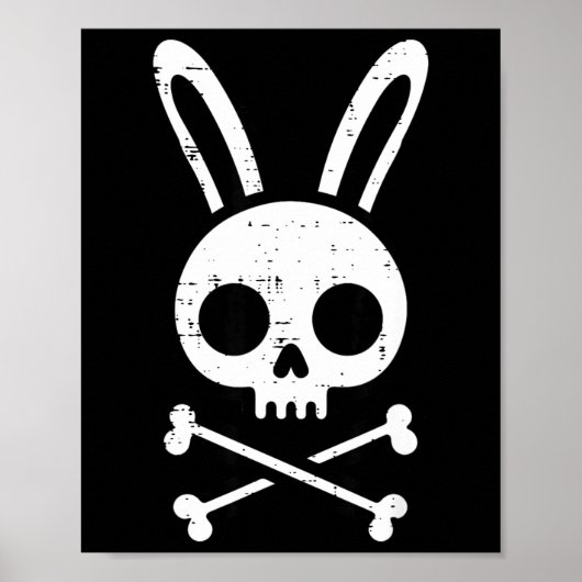Easter Bunny Skull Cross Bones Rabbit Goth Men Boy ポスター (正面)
