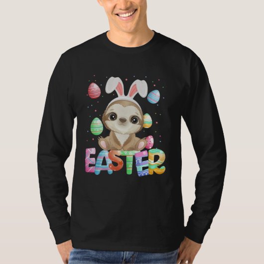 Easter Bunny Sloth Easter Sloth Tシャツ (正面)