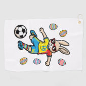 Easter Bunny Soccer Kick Rabbit Football Boys Kids ゴルフタオル (横)