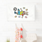 Easter Bunny Soccer Kick Rabbit Football Boys Kids 横断幕 (インサイチュ)