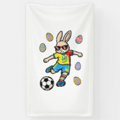 Easter Bunny Soccer Kick Rabbit Football Boys Kids 横断幕 (縦)