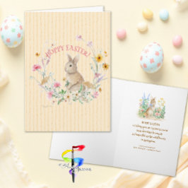 Easter Bunny Spring Wildflowers w Yellow Ribbons  シーズンカード