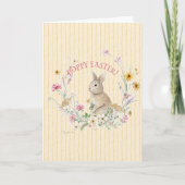 Easter Bunny Spring Wildflowers w Yellow Ribbons  シーズンカード (正面)
