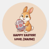 Easter Bunny Sticker | Personalized Name Art ラウンドシール (正面)