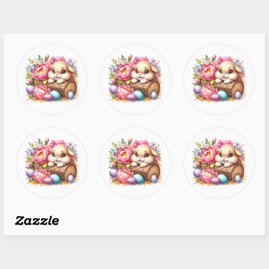 Easter Bunny Stickers ラウンドシール (シート)