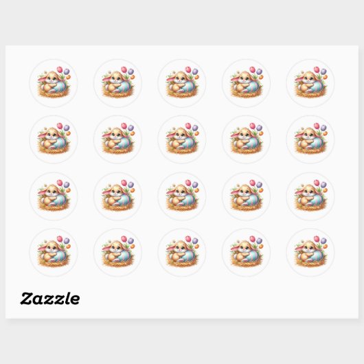 Easter Bunny Stickers ラウンドシール (シート)