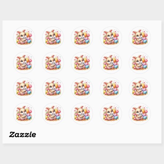 Easter Bunny Stickers ラウンドシール (シート)