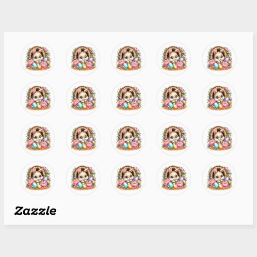 Easter Bunny Stickers ラウンドシール (シート)