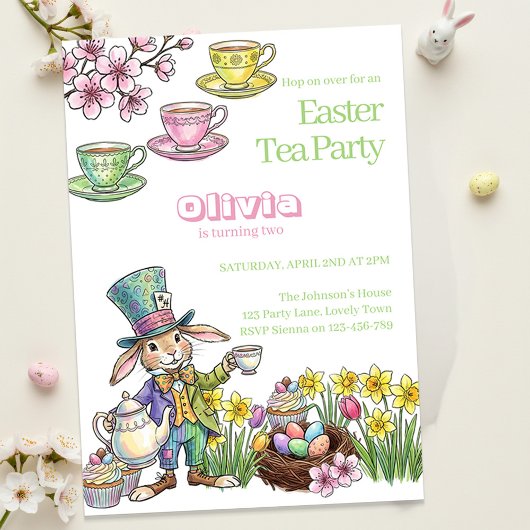 Easter Bunny Tea Party Any Age Kids Birthday  招待状