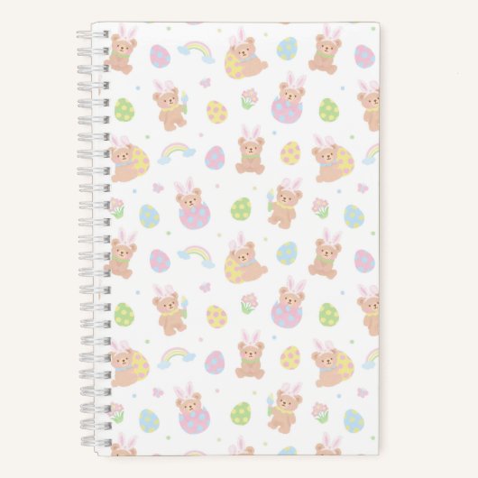 Easter Bunny Teddy Bear White ノートブック (正面)