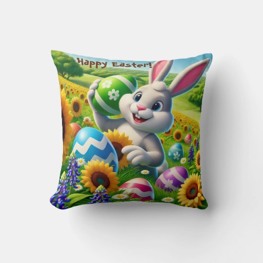 Easter Bunny Throw Pillow クッション (正面)