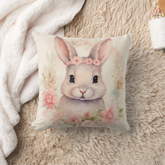 Easter Bunny Throw Pillow Design クッション (ブランケット)