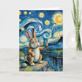 Easter Bunny UFO Selfie Starry Night Card カード (正面)