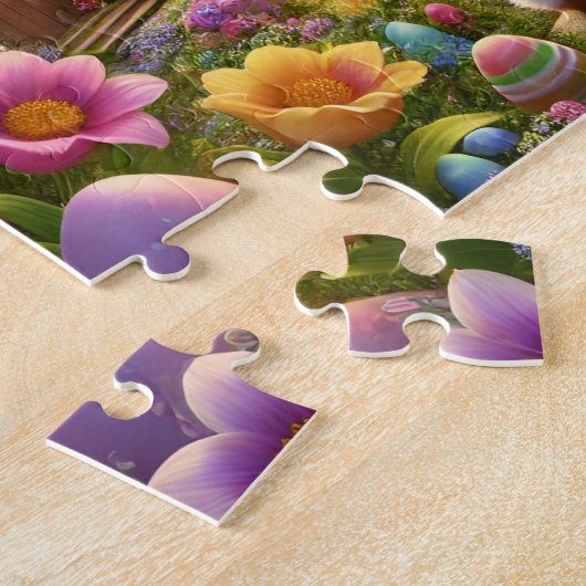 Easter Bunny Village Whimsical Spring Scene ジグソーパズル (側面)