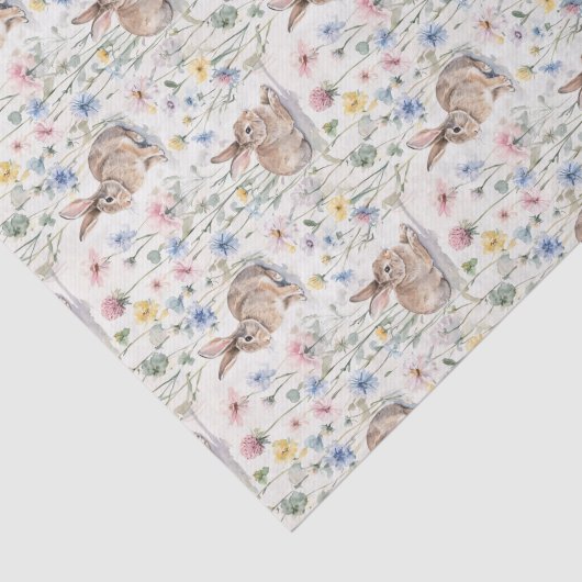 Easter Bunny Watercolor Floral Spring 薄葉紙 (詳細)