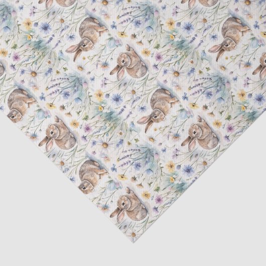 Easter Bunny Watercolor Floral Spring 薄葉紙 (詳細)