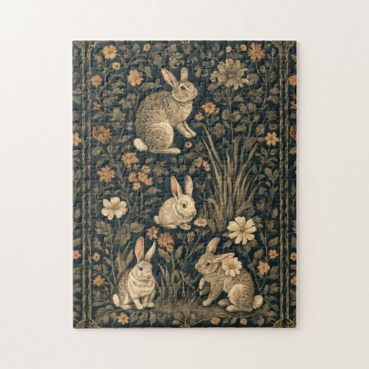 Easter Bunny William Morris Art & Craft Style Chic ジグソーパズル (縦)