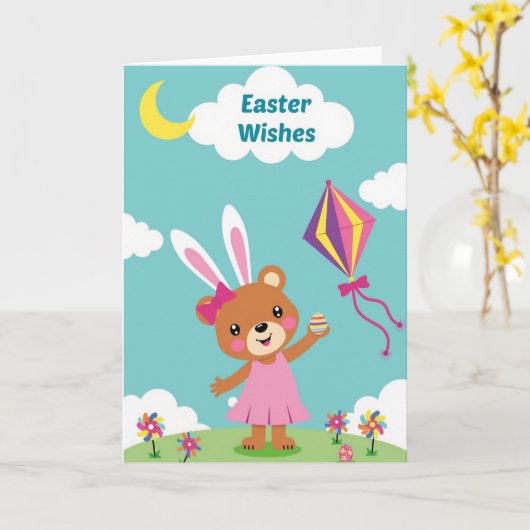 Easter Bunny Wishes Card カード (黄色い花)