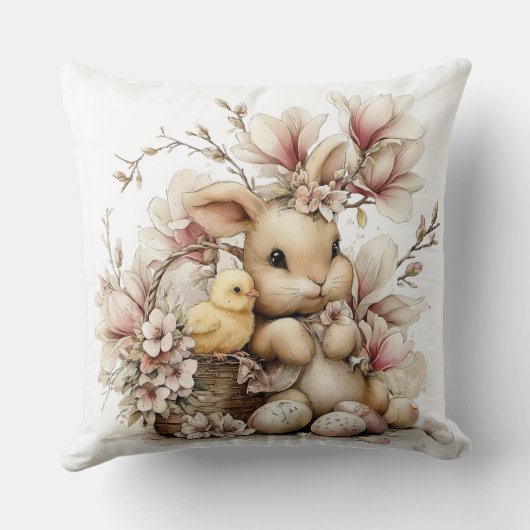 Easter Bunny With Chick  クッション (裏面)