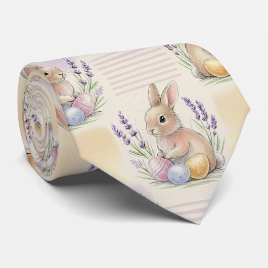 Easter Bunny with Eggs Spring Pastel Pattern (7) ネクタイ (ロール)