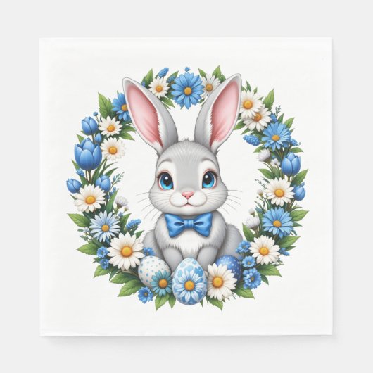 Easter Bunny With Florals  スタンダードランチョンナプキン (正面)