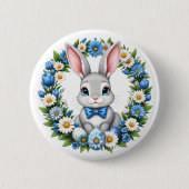 Easter Bunny With Florals  缶バッジ (正面)