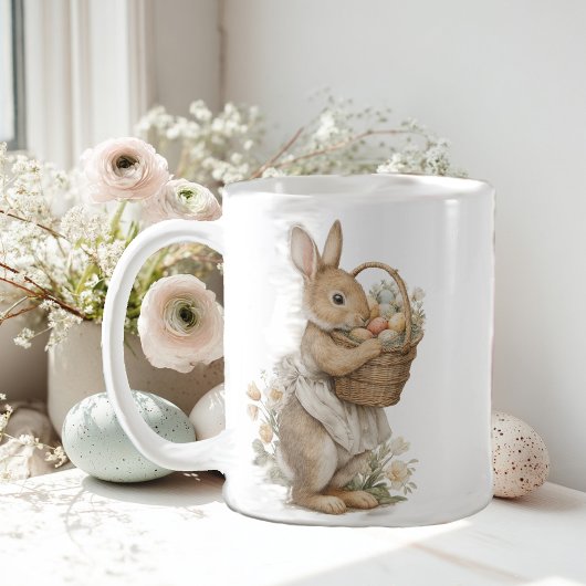 Easter bunny with flowers and Easter eggs コーヒーマグカップ