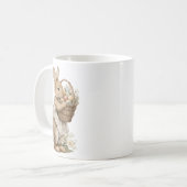 Easter bunny with flowers and Easter eggs コーヒーマグカップ (正面左)