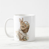 Easter bunny with flowers and Easter eggs コーヒーマグカップ (左)