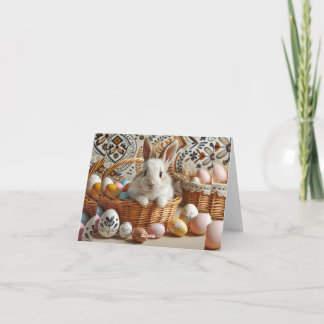 Easter bunny with his eggs. 招待状