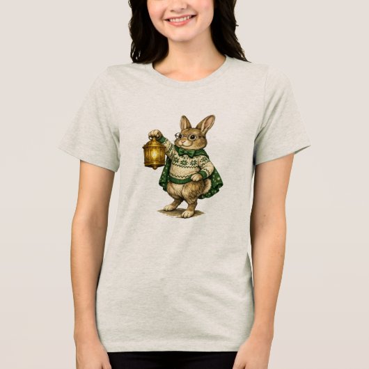 Easter Bunny with Lantern トライブレンドＴシャツ (正面)