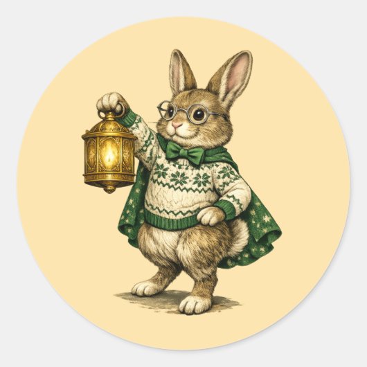 Easter Bunny with Lantern ラウンドシール (正面)