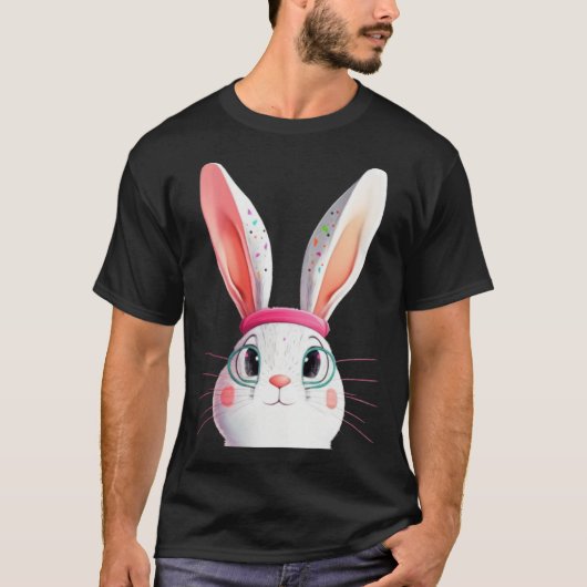 Easter Bunny with Pink Headband Tシャツ (正面)